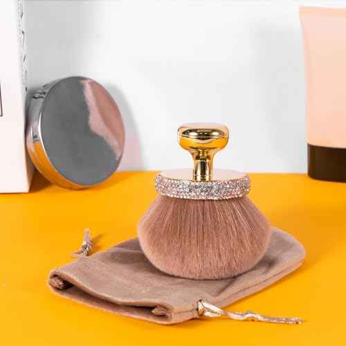 UNIMEIX Extra Large Body Makup Brush for Self Tanner with Drawstring Bag, 3.2 Inch Blend and Blur Body Sunscreen Applicator for Face, Legs, Body, Cream and Foundation (Gold)