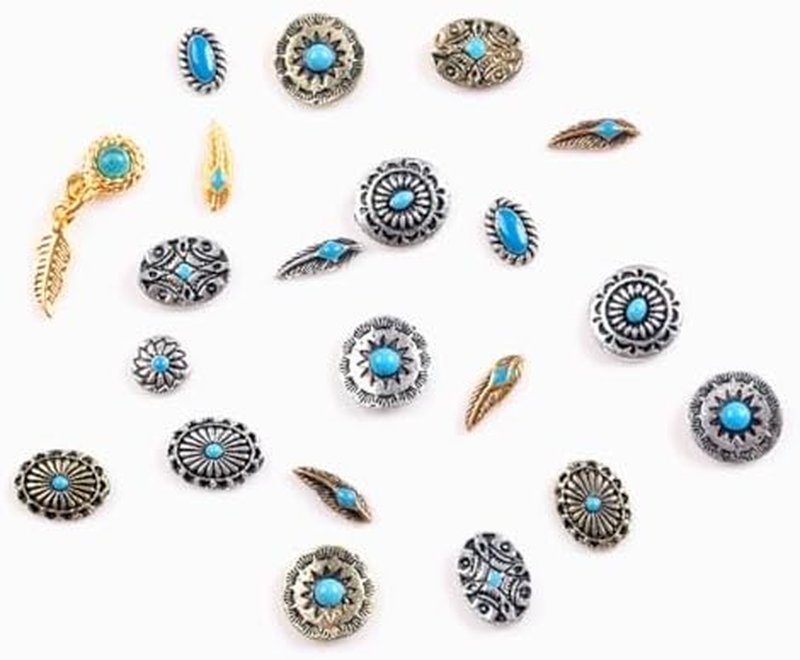 Turquoise Nail Charms - 50 PCS 3D Western Cowboy Nail Art Decorations | Mixed Shapes for Gel & Acrylic Nails (Blue)