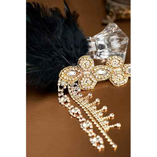 BABAEYOND 1920s Headpiece Flapper Headband - Feather Crystal Headpiece Flapper Accessories