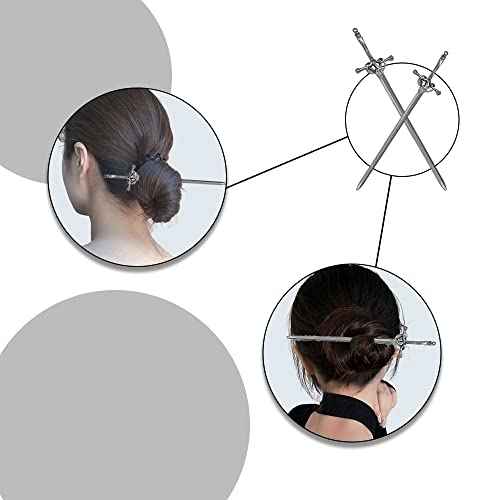 2 Pcs Vintage Girls Hair Chopsticks Comics Chinese Style Hair Pin Women Styling Hair Stick Hairpins for Long Hair, Hair Accessories (Black)