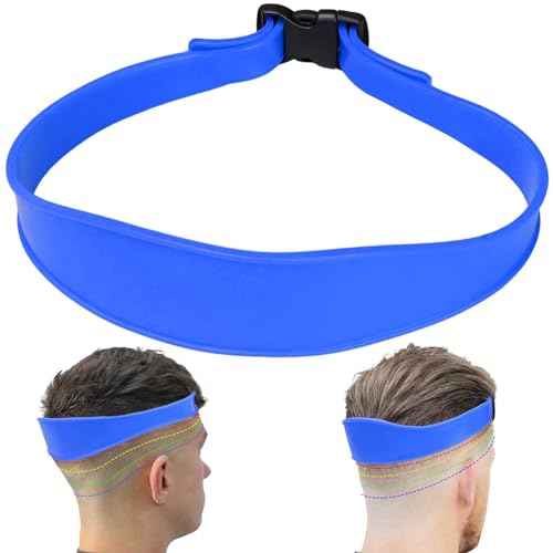 1PC Neckline Shaving Template for DIY Self Haircutting, Adjustable Hair Trimming Guide, Silicone Curved Haircut Band for Cleaning Straight Neck Hairline (Blue)