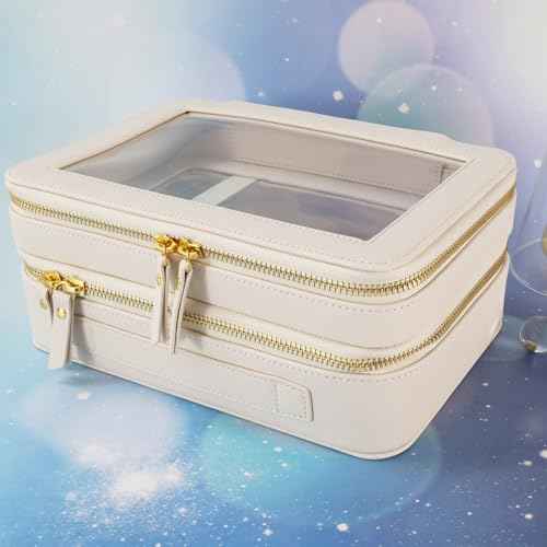 SANHECUN Clear Travel Toiletry bag Toiletry Case Carry on Travel Accessories Bag Makeup Bag(White, SHC-TL-2)