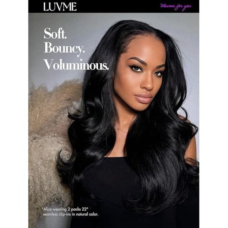 LUVME Body Wave Seamless 110g 7Pcs Clip in Hair Extensions Full Max with 16inch Remy Human Hair Extensions, Natural Black 100% Real Soft Hair