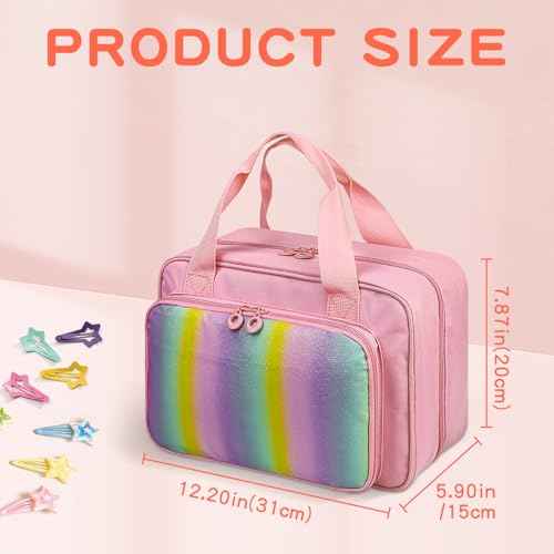 Hair Accessories Organizer for Girls, Hanging Hair Bow Storage Bag for Girls Hair Clips, Travel Organizer With Hair Clips, Headbands, Scrunchies & Ties - Empty Bag (Pink)