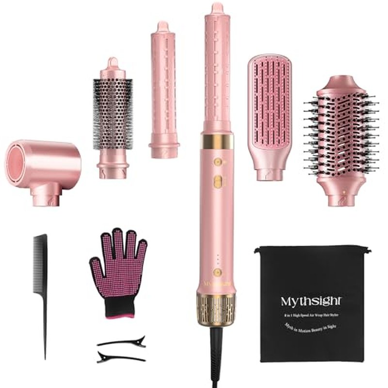 StyleVibe 6-in-1 Air Styler, Hair Dryer & Blow Dryer Brush with Auto Wrap Curl L/R, Fast Drying, Smooth Blowouts, Root-Lift Volume, No Heat Damage Frizz-Free Thermal Brush with Travel Bag