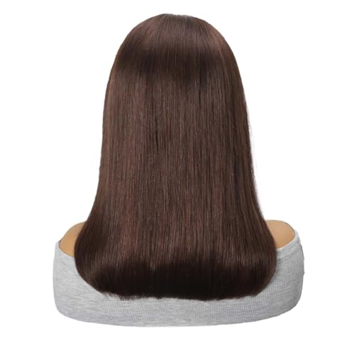 Brown Bob Wig Human Hair 13x4 HD Lace Front Wig 100% Unprocessed Brazilian Virgin Human Hair #4 Bob Wigs Pre Plucked Natural Hairline with Baby Hair Brown Color Bob for Women(14")