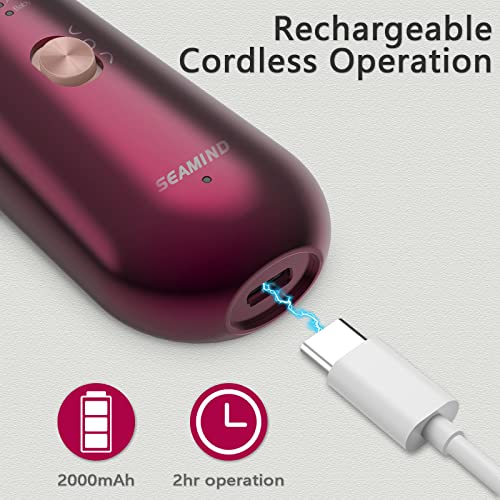 Professional Manicure Pedicure Set - Cordless Electric Foot Nail Care Trimmer Buffer Tools - 5 Speeds, Rechargeable, Thick Nails (Red)