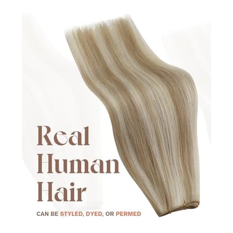 Sunny Hair Genius Weft Extensions 70g Golden Blonde Genius Human Hair Extensions Sew in with Light Blonde Highlights Hand Tied Wefts Human Hair Sew in 20inch