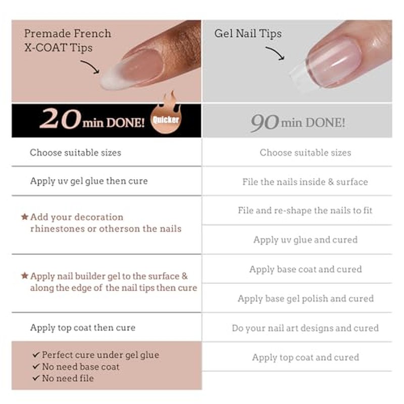 BTArtboxnails X-coat Tips Cat Eye Nails - French Tip Press On Nails, Medium Almond Soft Gel Nail Tips, Soak Off Acrylic Fake Nail Extensions