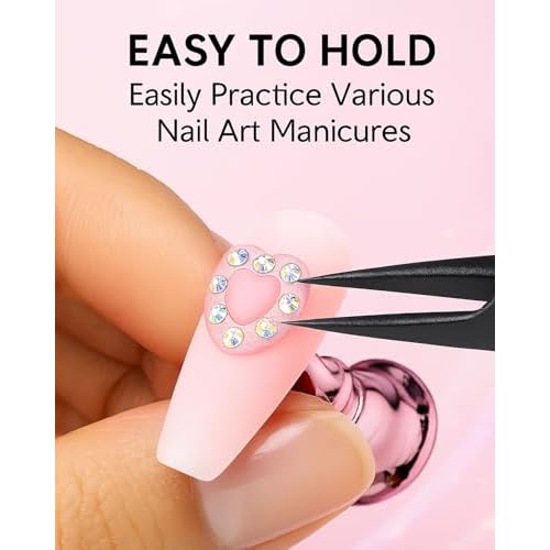 Nail Stand Set for Nail Art Practice & Display - Complete Acrylic Nail Holder Kit with Bonus Tweezers & Double-Sided Tape, False Nail & Press On Nail Practice Stand for Home DIY, Salon Use