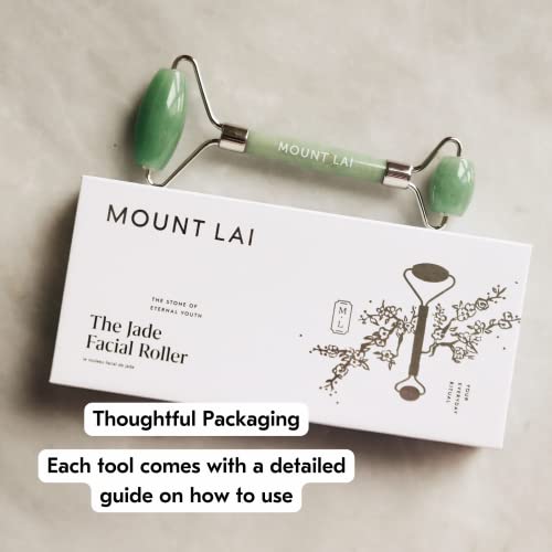 Mount Lai De-Puffing Jade Facial Roller ? The Stone of Eternal Youth, Authentic Jade Face Roller for Sculpting, Soothing & Glowing Skin, Ultimate Facial Massager Tool for Self-Care Ritual