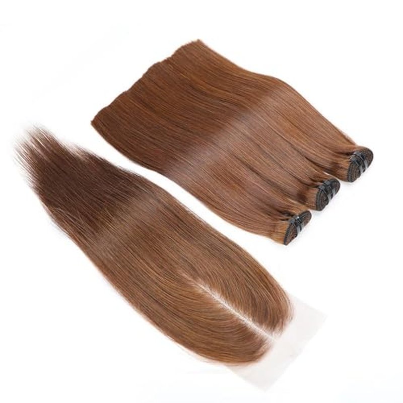 Bone Straight Virgin Human Hair 3 Bundles with 2 * 6 Closure Raw Hair 15A Bundles 100% Unprocessed Premium Raw Hair for Women Natural Color (10"10"10" + 8", 33#)
