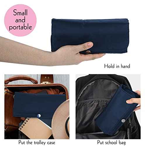 LUEXBOX Portable Folding Makeup Brush Bag, Multifunctional Cosmetics Rolling Storage Case Makeup Brush Holder for Travel, Makeup Brush Organizer Bag (Dark Blue)