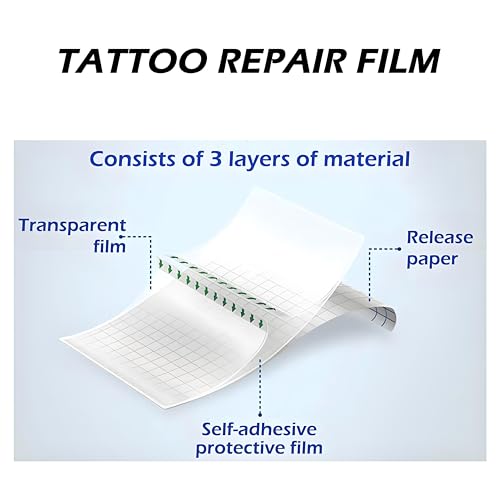 Rayyl Tattoo Aftercare Bandage Second Skin Covers Roll 6" x 2 Yard - Tattoo Waterproof Film Aftercare Bandage Waterproof, Second Skin Cover up Tape Transparent Film Healing Protective (6" x 2 Yard)