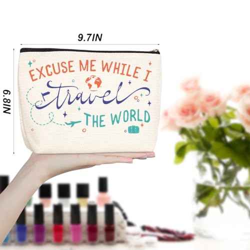 Funny Travel Gifts for Women Makeup Bag Travel Essentials Cosmetic Bags Toiletry Bag Flight Vacation Gifts for Sister Mom Travelers Girls Trip Birthday Mothers Day Anniversary