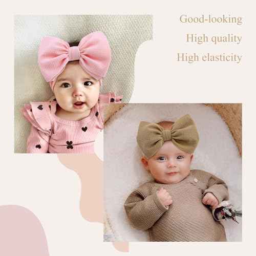 YanJie Baby Headbands - Handmade Elastic Nylon Hairbands with Hair Bows for Newborns, Girls, Toddlers, and Kids in Black, Red, Pink