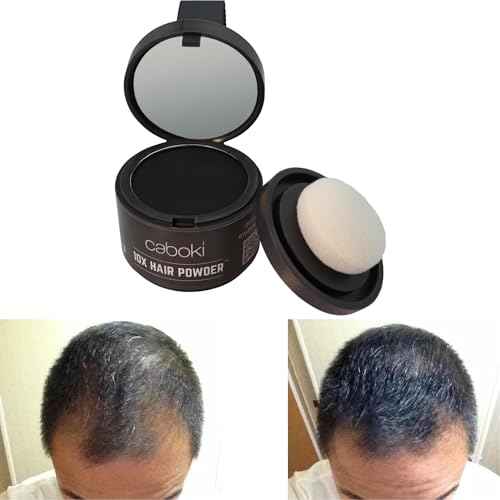 Caboki 10X Hair Powder for Thinning Hair, TALC-Free, Healthful Formula, Instantly Fuller Hair, Flawless Roots, Rain and Sweat Resistant, Easy to Use, Black, Unisex