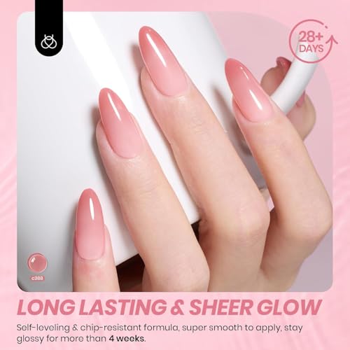 Beetles Nude Gel Nail Polish Set - 6 Colors Nude Pink Brown Neutral Jelly Gel Polish Kit Sheer Translucent Effect Soak Off UV Nail Art Design Drunken Rose Collection Manicure Gift for Women
