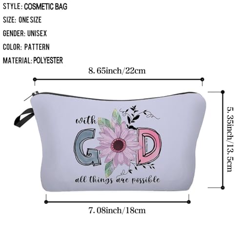 Bible Quotes Makeup Bag Small Organizer Zipper Pouch With God All Things Are Possible Cosmetic Bag Christian Present for Women Friends