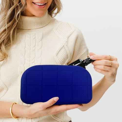 Silicone Makeup Bag - Waterproof Cosmetic Organizer for Travel Versatile Small Toiletry Bag & Cute Makeup for Women & Girls (Navy blue)