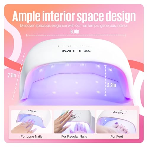 MEFA 72W Portable U V Nail Lamp, U V Light for Gel Nail with 3 Timers, Dryer for Gel Polish Fast Curing, 21pcs Lamp Beads LED Professional UV Light for Home Salon Art Tools