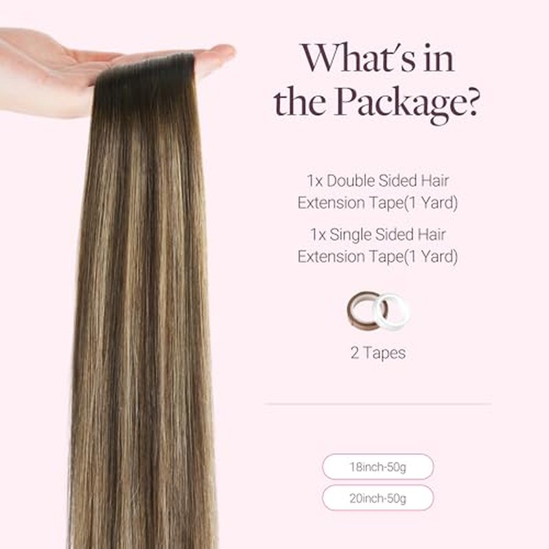 GOO GOO Tape In Weft Hair Extensions Human Hair, Genius PU Long Weft Tape In Hair Extensions Real Human Hair, Silky Easy to Use, 4/27/4 Balayage Chocolate Brown to Caramel Blonde 22 inch 60g