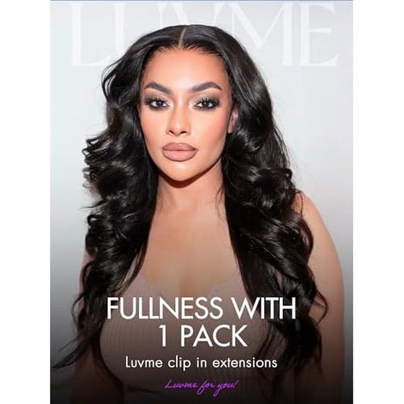 LUVME HAIR Human Hair Extensions Fullness with 1 Pack, 135g 9pcs Body Wave Natural Black Clip in Hair Extensions 100% Real Soft Human Hair Black Hair 16 Inch