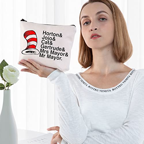 BWWKTOP Musical Cosmetic Makeup Bag Musical Theatre Gifts Horton& Jojo& Cat& Gertrude Zipper Pouch Bag For Cat Fans (Horton& Jojo)