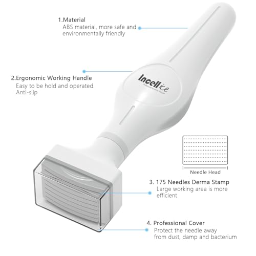 Derma Stamp, INCELLICE 175 Titanium Microneedle Stamp for Face, Derma Roller Stamper for Home Use
