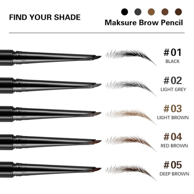 Microblading Eyebrow Pencil, Eyebrow Retractable Definer Pencil, Long Lasting Eye Brow Pencil, Angled Precision Tip, 0.1MM Ultra Slim Eyebrow Makeup, Waterproof, Smudgeproof (05 DEEP BROWN)