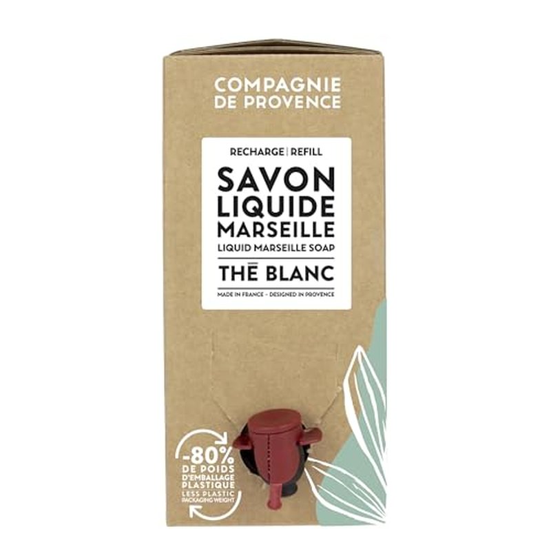 Compagnie de Provence Savon de Marseille Extra Pure Liquid Soap, White Tea, 101.4 Fl Oz Eco Refill