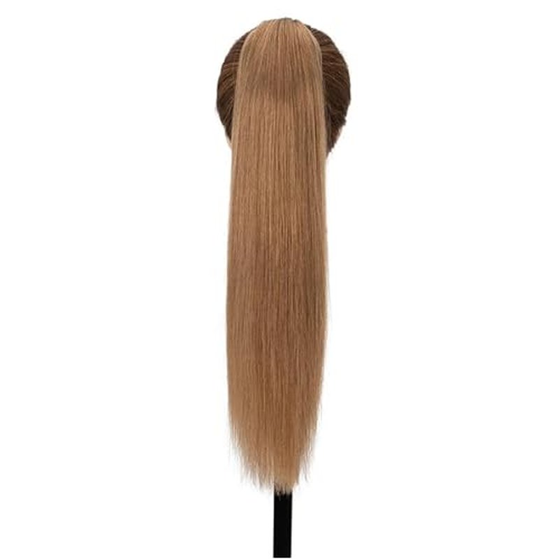 TESS Human Hair Claw Clip Ponytail Extension Real Remy Hair long ponytail extension for Women Straight, 18 Inch, Dark Linen