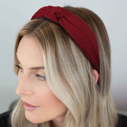 Knotted Headbands for Women Girls Non Slip Boho Wide Top Knot Turban Hairbands Fashion Ribbing Head Wraps Hair Bands Accessories