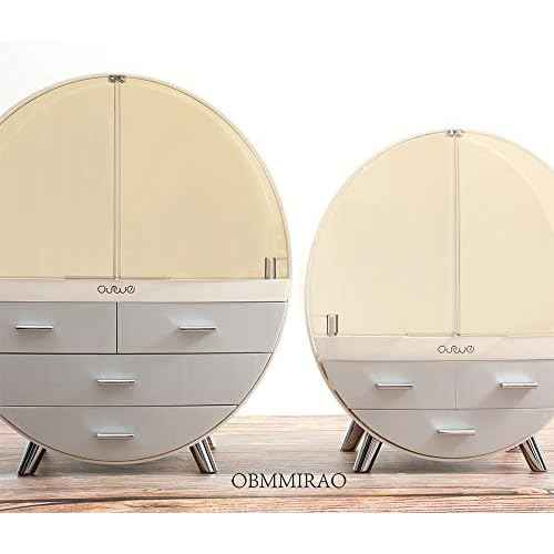 Elegant Dustproof Makeup Storage Organizer Box, Waterproof Medium Cosmetics Organizer Storage with Drawers Skincare Cosmetic Display Cases for Countertop Bathroom Dresser Dedroom