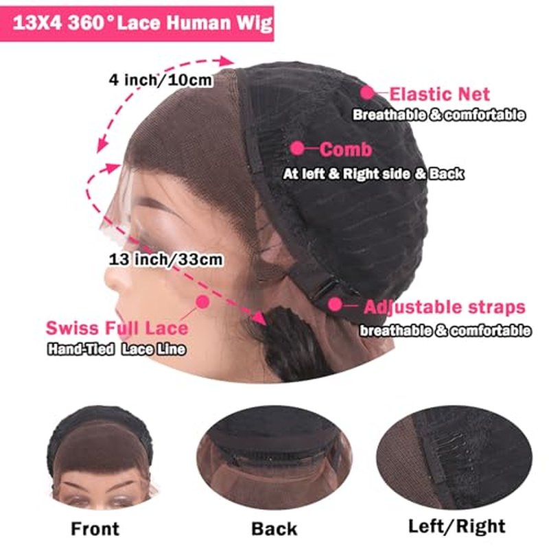 18 Inch Ombre Body Wave Lace Front Wig Human Hair, 13x4 HD Transparent 360¡ÆFull Lace, Glueless Wig with Pre Plucked Hair, Burgundy Balayage on Black (TT1B/BUG), Daily Use for Women