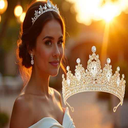 Crown, Wedding Tiara, White Crystal Crown, Wedding Tiara for Women, Rhinestone Headband, Women Girls Crowns Tiaras for Bridal Wedding Prom, Rhinestone Princess Tiaras for Bridal Headband Birthday Party Prom Cos-play Costume Christmas