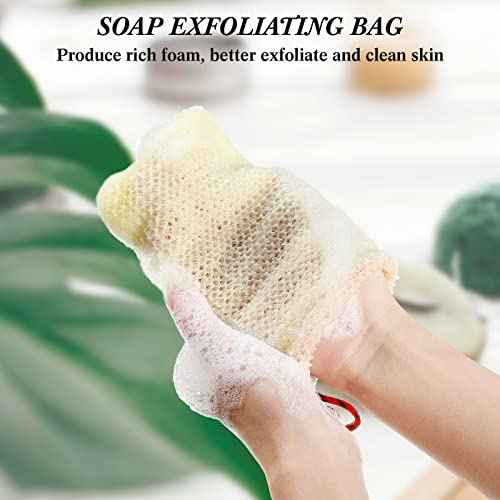 Shappy 8 Pcs Soap Saver Pouch Bar Soap Bags Exfoliating Soap Net Soap Mesh Bags for Shower Soap Holder Bubble Foam Net Soap Pocket for Women Men (Beige, Blue, Purple, Pink)