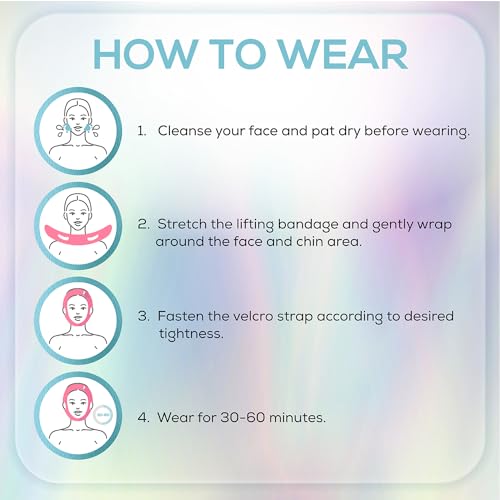 Venus Visage Face Lifting Strap for Jaw Line Definition - Reusable Lifting Chin Strap for Sleeping - Visually Sculpts Double Chin (Pink)