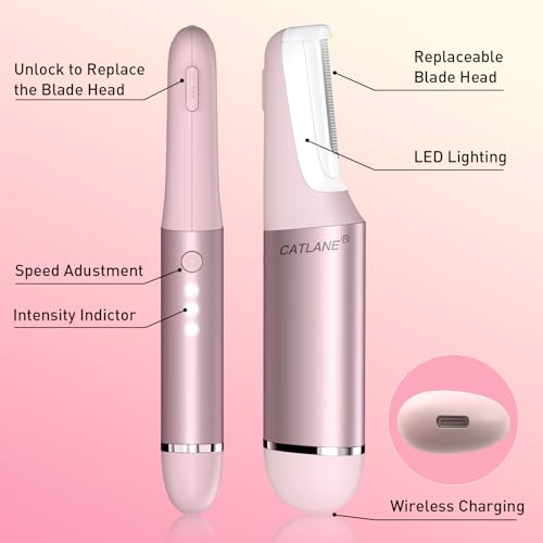 Dermaplane Razor for Women Face, Dermaplaning Tool for Face, Sonic Smooth Exfoliation & Peach Fuzz-Hair Removal System with 10 Dermaplaning Blades, Charm Pink