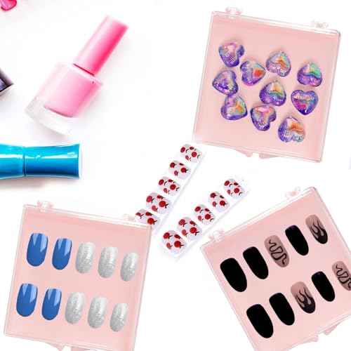 30 Sets Press on Nail Box Nail Display Case Artificial Nail Display Storage Box with 60 Pcs Adhesive Double Sided Tape Press On Nail Packaging for Nail Salon