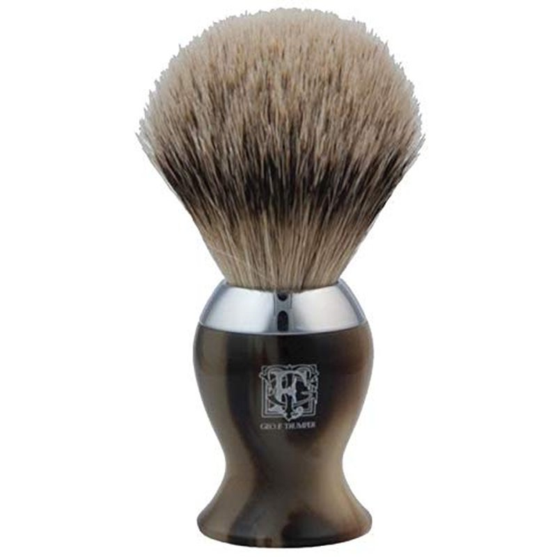Geo. F. Trumper IB Range Shaving Brush with Best Badger Hair Simulated Horn and Chrome
