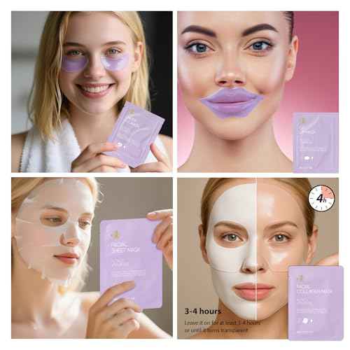 Face Sheet Masks Pack, 55 Pcs Skin Care Kit, Spa Kit Gift for Women, Real Deep Hydrogel Collagen Mask, Hyaluronic Acid Face Serum, Clay Mask, Gel Eye Mask, Lip Gloss, Christmas, Birthday, Anniversary