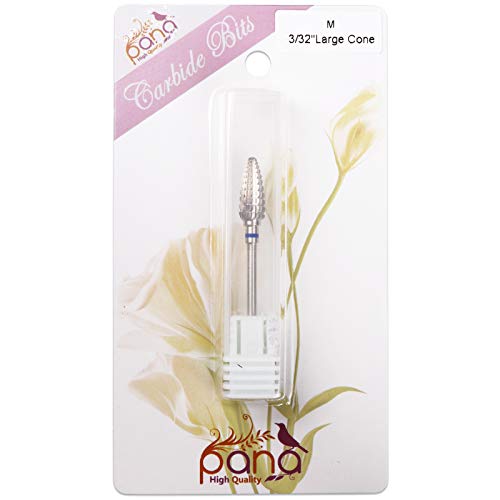 Pana 3/32" Safety Bit Nail Carbide Bit - For Electric Dremel Drill Machine (Medium, Large Cone - Silver)