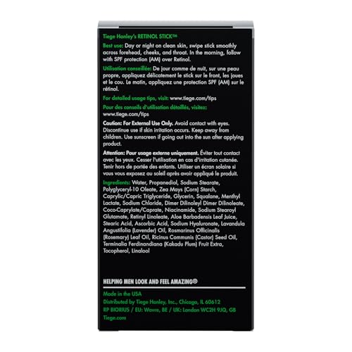 Tiege Hanley Retinol Stick for Men, Anti-Aging Face & Eye Stick With Hyaluronic Acid & Niacinamide, Helps Reduce Appearance of Fine Lines, Wrinkles & Dark Circles, Men¡¯s Skin Care, 0.35 Oz
