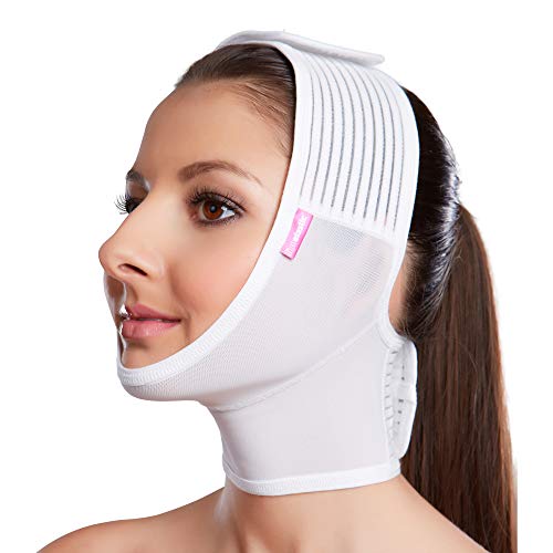 LIPOELASTIC- FM extra- Post Surgical Chin and Neck Lifting Compression Mask for Women and Men with Velcro fastener
