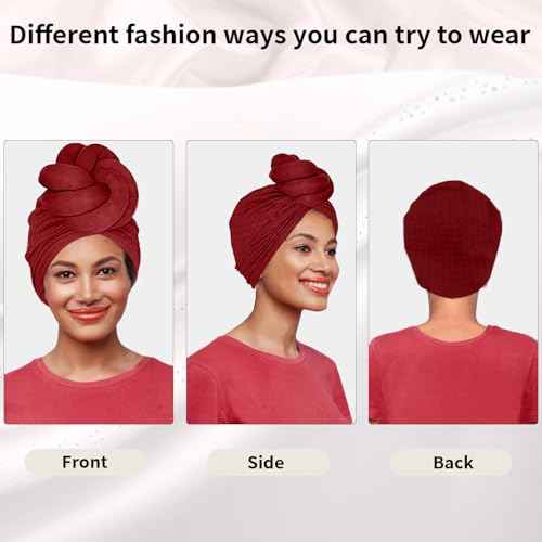 Women Turbans and Head Wraps, Women African Turban Flower Knot Pre-Tied Bonnet Beanie Cap Headwrap
