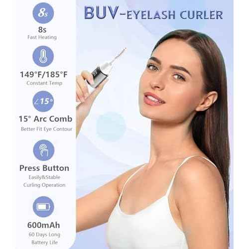 Heated Eyelash Curlers - Heated Lash Curler Best Seller Electric Eyelash Curler Rechargeable for 24H Long Lasting Natural Eyelashes, 4 Heating Modes, 8S Fast Heating, White