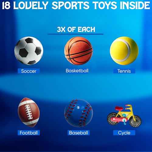 Bath Bombs for Boys with Toys Inside W/Flash Cards - Sports Bath Bombs for Kids - Gift Set of 18 Scented Organic Handmade - 2.5 oz with Natural Essential Oils - 18 Pack