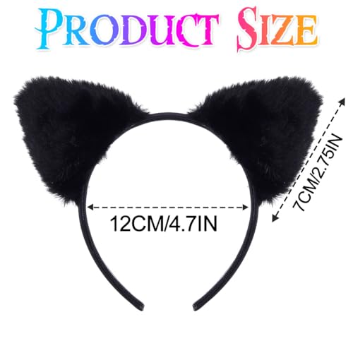 BARTOSI Cat Ears Headband Black Leopard Ear Headpiece Halloween Costume Hair Accessories for Women and Girls