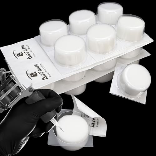 24PCS Tattoo Rinse Cups, Disposable Dip Foam Needle Cleaner Washer Caps to Clean Professional Cartridge Needle and Tip, Cleaning Tattoos Dip Cup Box Supplies